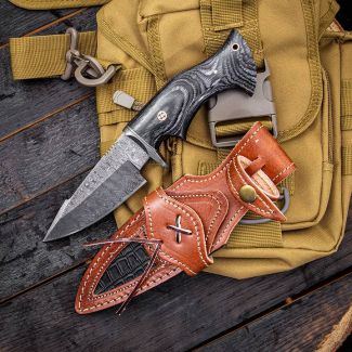 10" Handmade Damascus Steel Knife with Leather Sheath