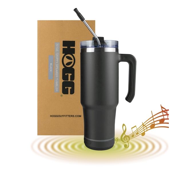 Hogg 30oz Grippy Speaker Tumbler, Bluetooth Speaker Cup - Black