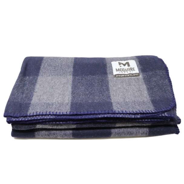 McGuire Army Navy Bunkhouse Wool Camping Blanket - Grey/Navy
