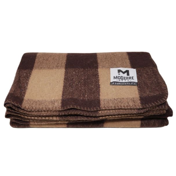 McGuire Army Navy Bunkhouse Wool Camping Blanket - Brown/Light Brown