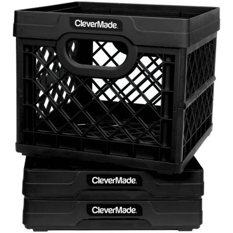CleverMade Collapsible Milk Crate - Black